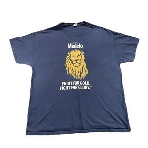 Modelo Especial Beer T-Shirt XL Men Navy Blue Lion Graphic Fight For Gold Glory